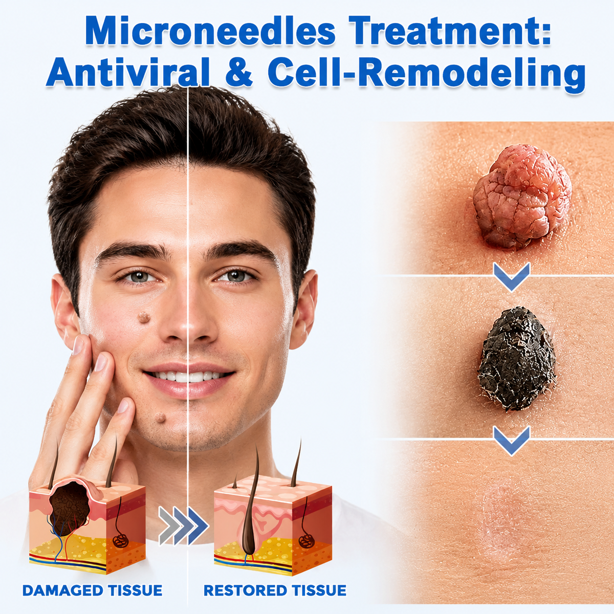 Curalona® 2-in-1 Microneedle & Hydrocolloid Patch (Removes Raised Moles, Acne, Flat Warts & Skin Tags | Helps Improve Wrinkles, Scars & Blemishes | Invisible Patches for Face & Body)