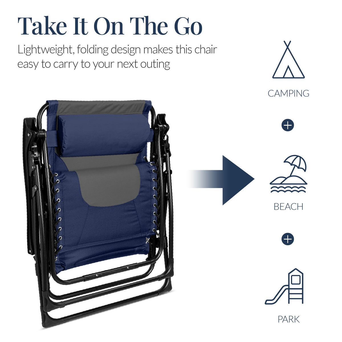 Oversized Padded Zero Gravity Chair, Folding Recliner w/ Headrest, Side Tray