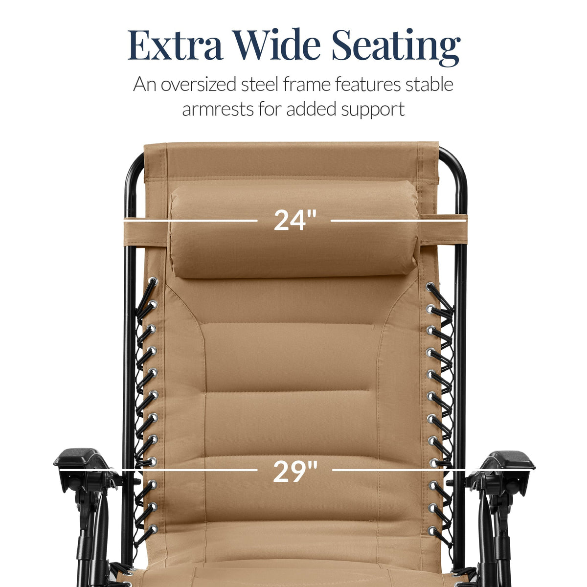 Oversized Padded Zero Gravity Chair, Folding Recliner w/ Headrest, Side Tray