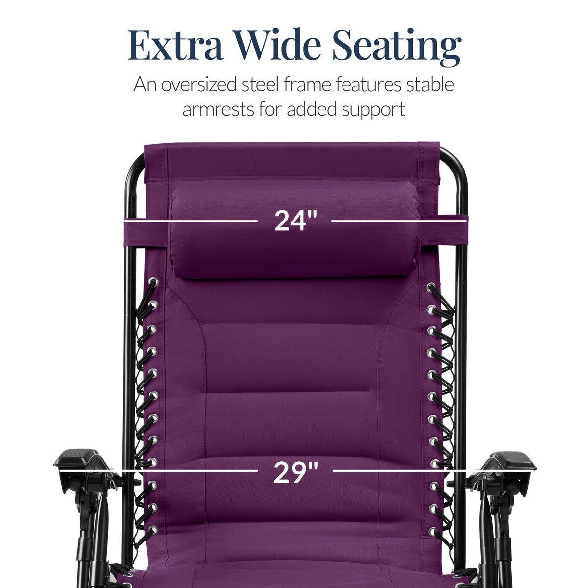 Oversized Padded Zero Gravity Chair, Folding Recliner w/ Headrest, Side Tray
