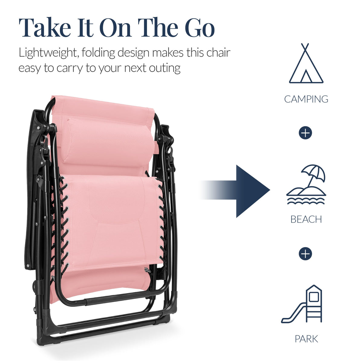 Oversized Padded Zero Gravity Chair, Folding Recliner w/ Headrest, Side Tray