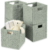 Set of 5 Collapsible Hyacinth Storage Baskets w/ Inserts - 10.5x10.5in