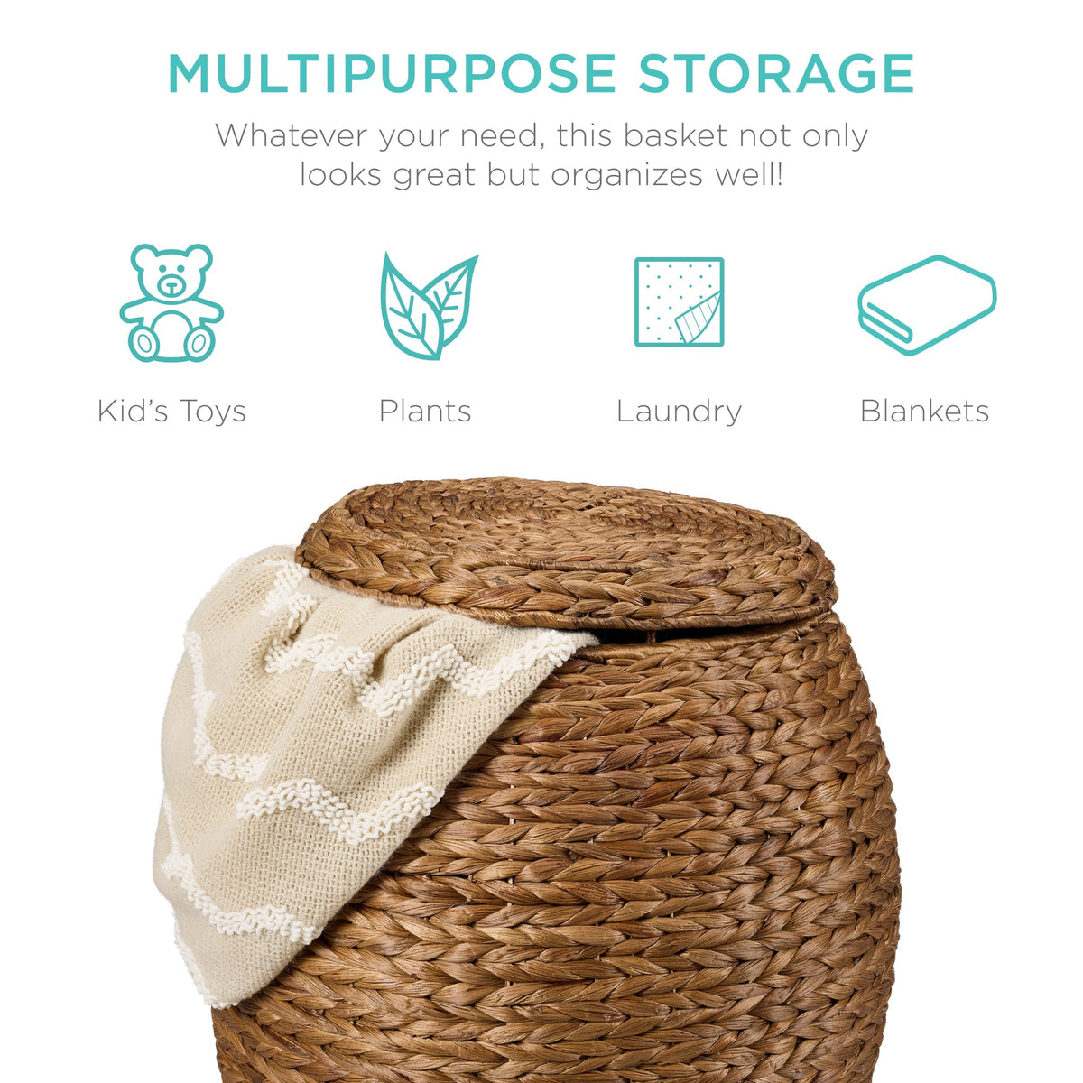 Multipurpose Hyacinth Storage Tote Basket