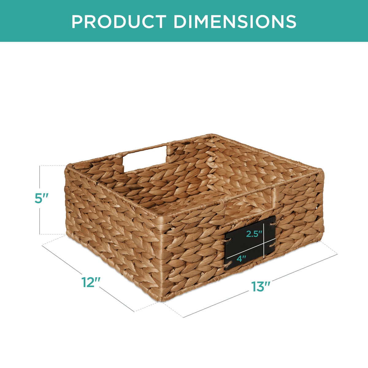 Set of 4 Water Hyacinth Pantry Baskets w/ Chalkboard, Marker - 13in