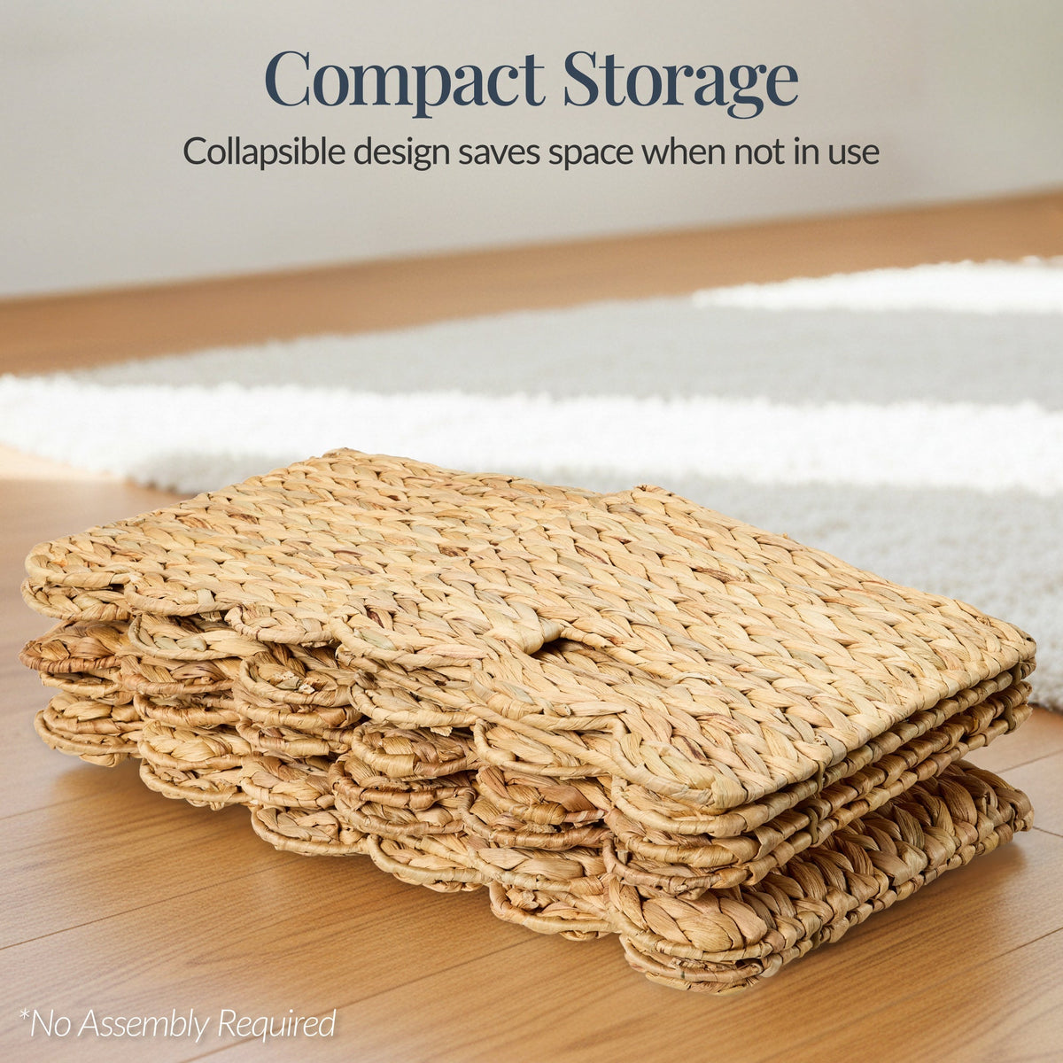 Scalloped 10.5 x 10.5in Hyacinth Storage Basket Set of 5