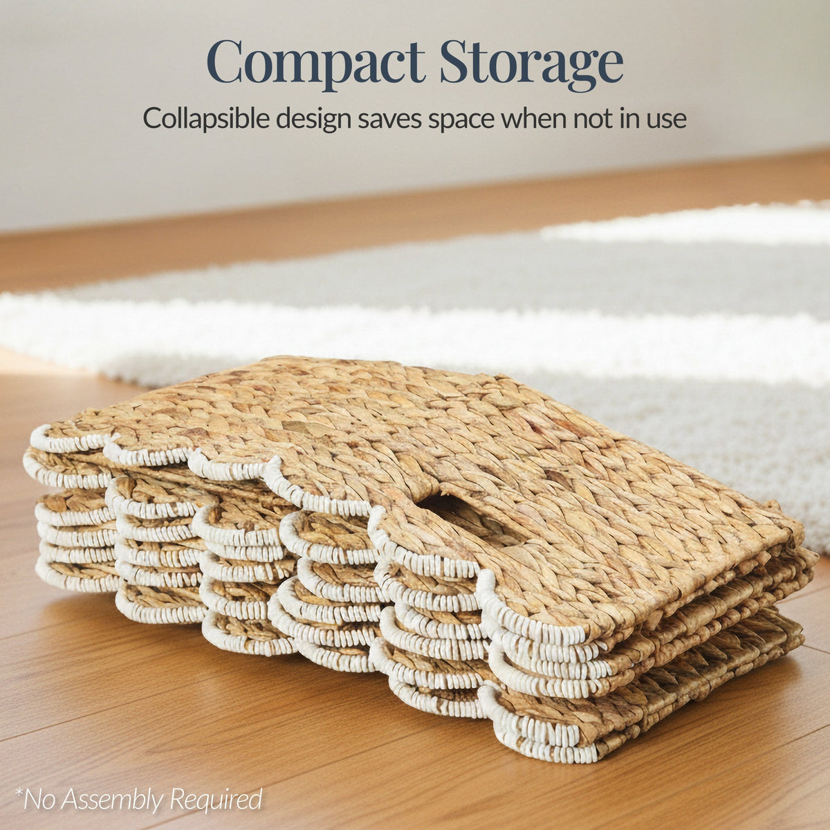 Scalloped 12x 12 Hyacinth Storage Basket Set of 5