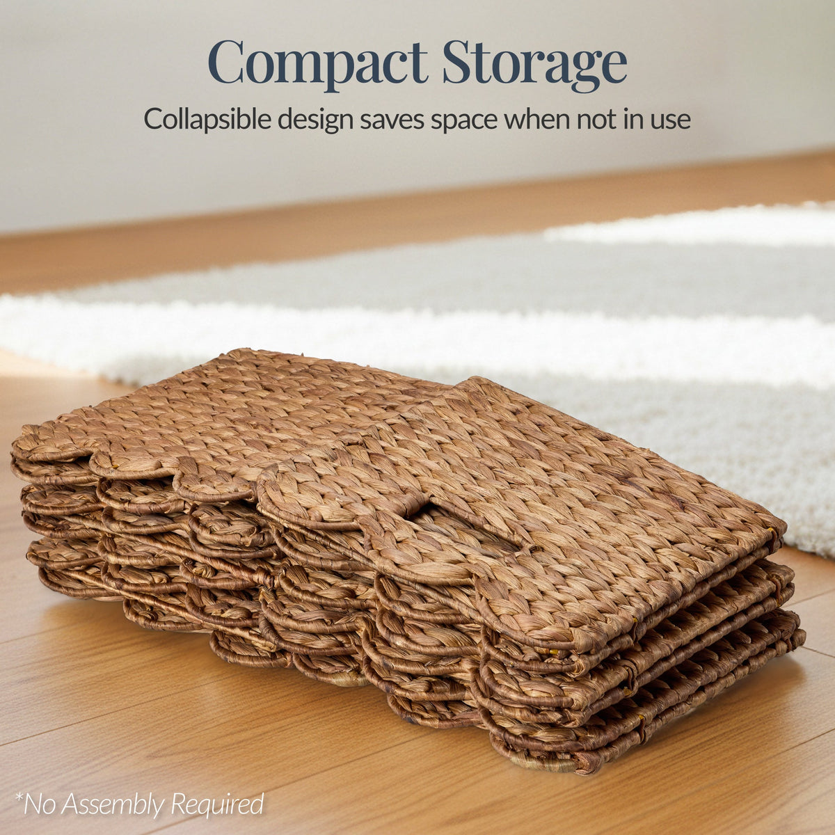Scalloped 13 x 13in Hyacinth Storage Basket Set of 5