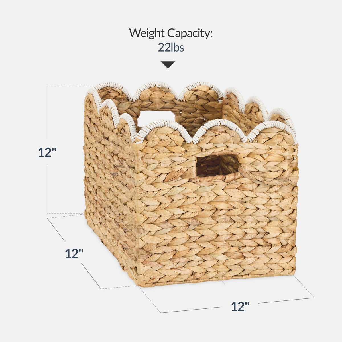 Scalloped 13 x 13in Hyacinth Storage Basket Set of 5
