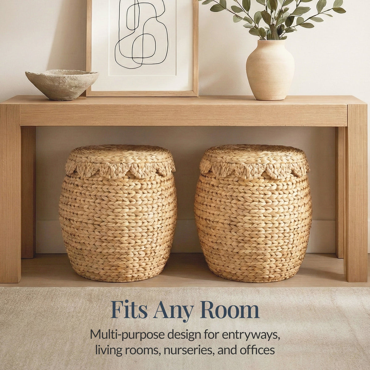 Scalloped Hyacinth Storage Tote Basket