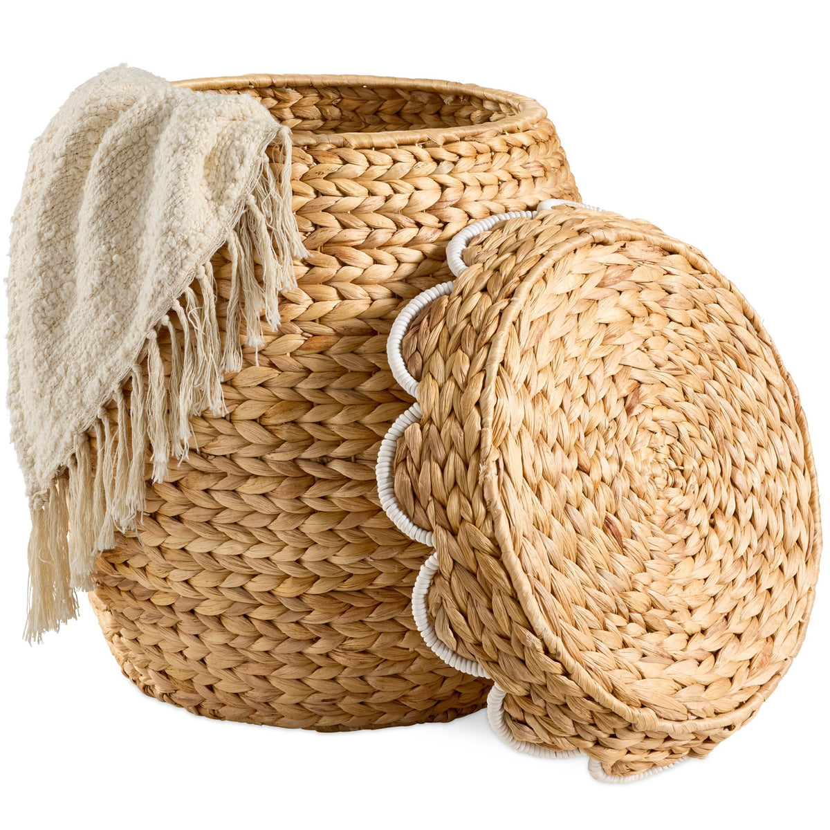 Scalloped Hyacinth Storage Tote Basket