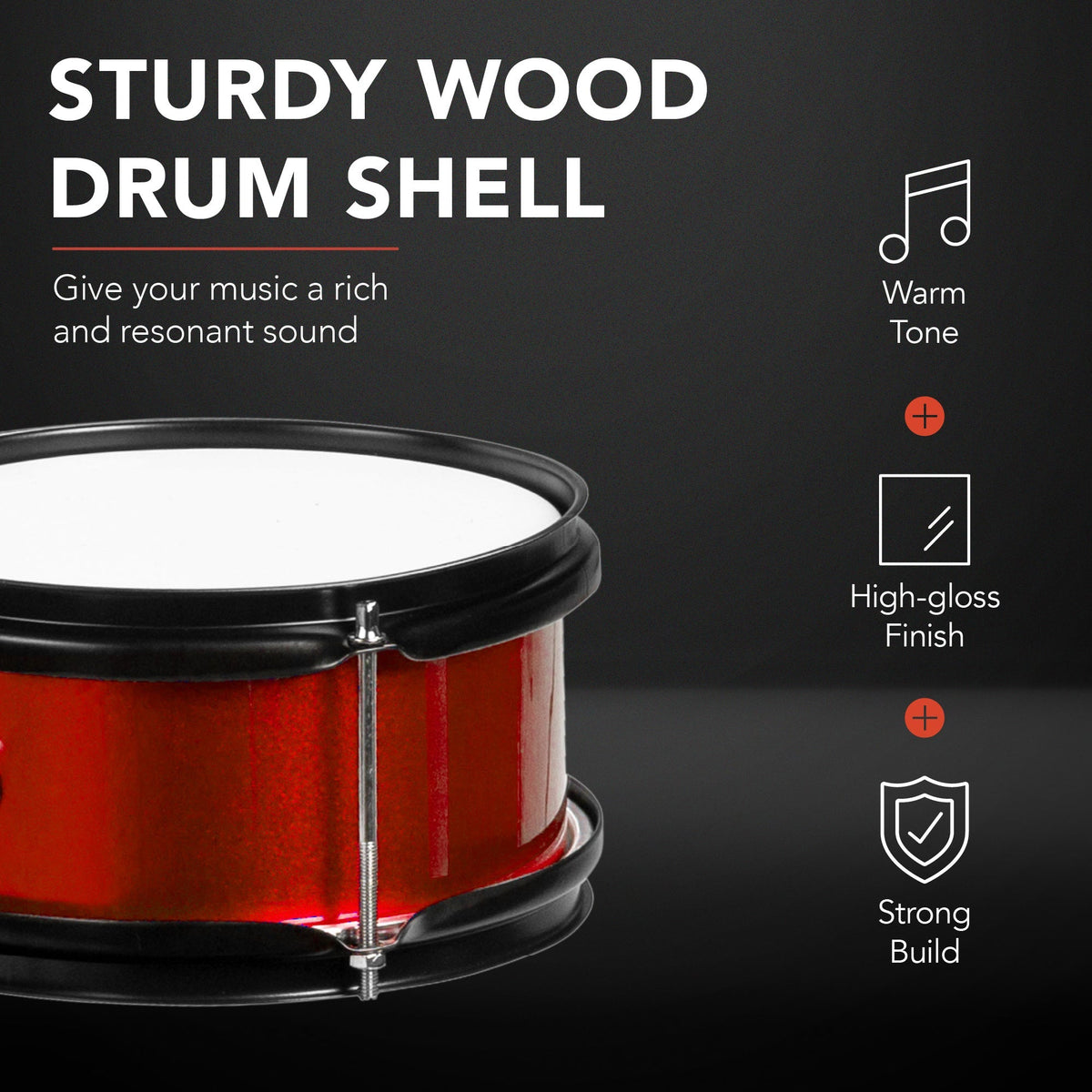 Kids Beginner 3-Piece Drum, Musical Instrument Set w/ Sticks, Stool, Pedal