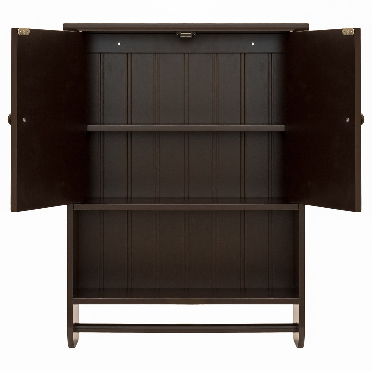 Bathroom Wall Storage Organization Cabinet w/ Double Doors, Towel Bar