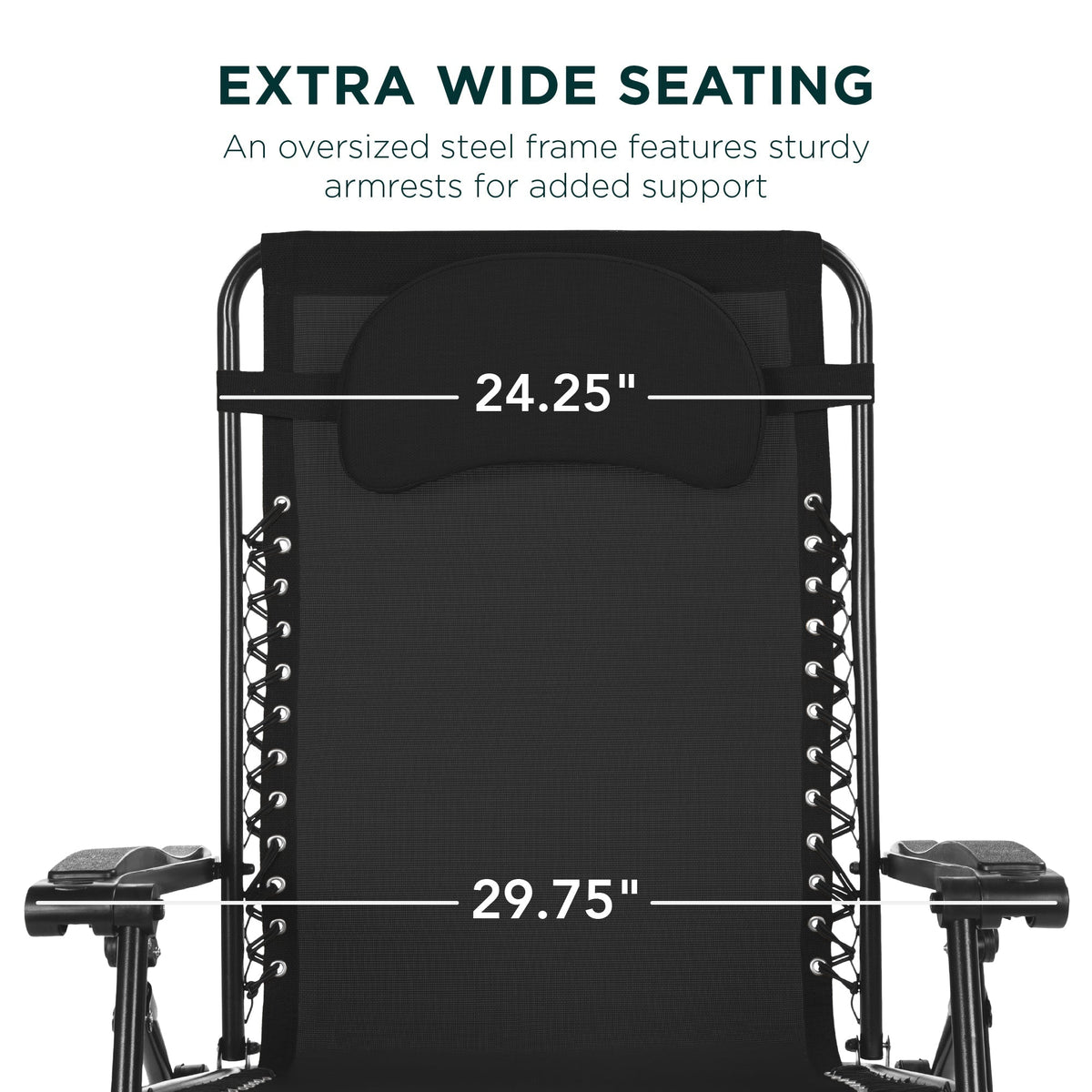 Oversized Reclining Zero Gravity Chair Lounger w/ Cup Holder, Pillow