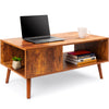 Wooden Mid-Century Modern Coffee Accent Table w/ Open Storage Shelf