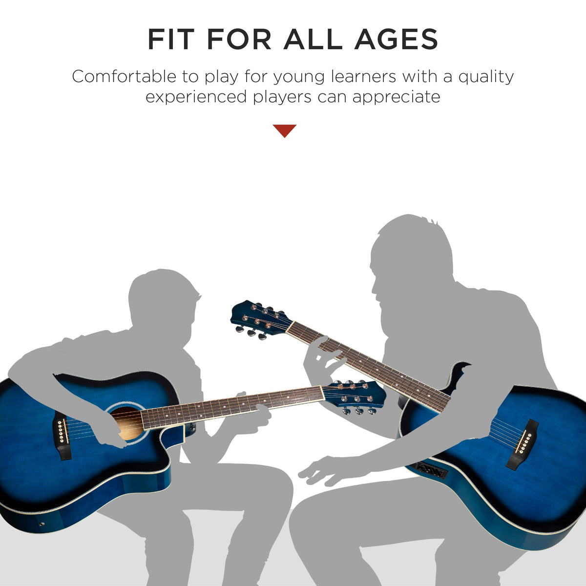 41in Beginner Acoustic Electric Cutaway Guitar Set w/ Case, Strap