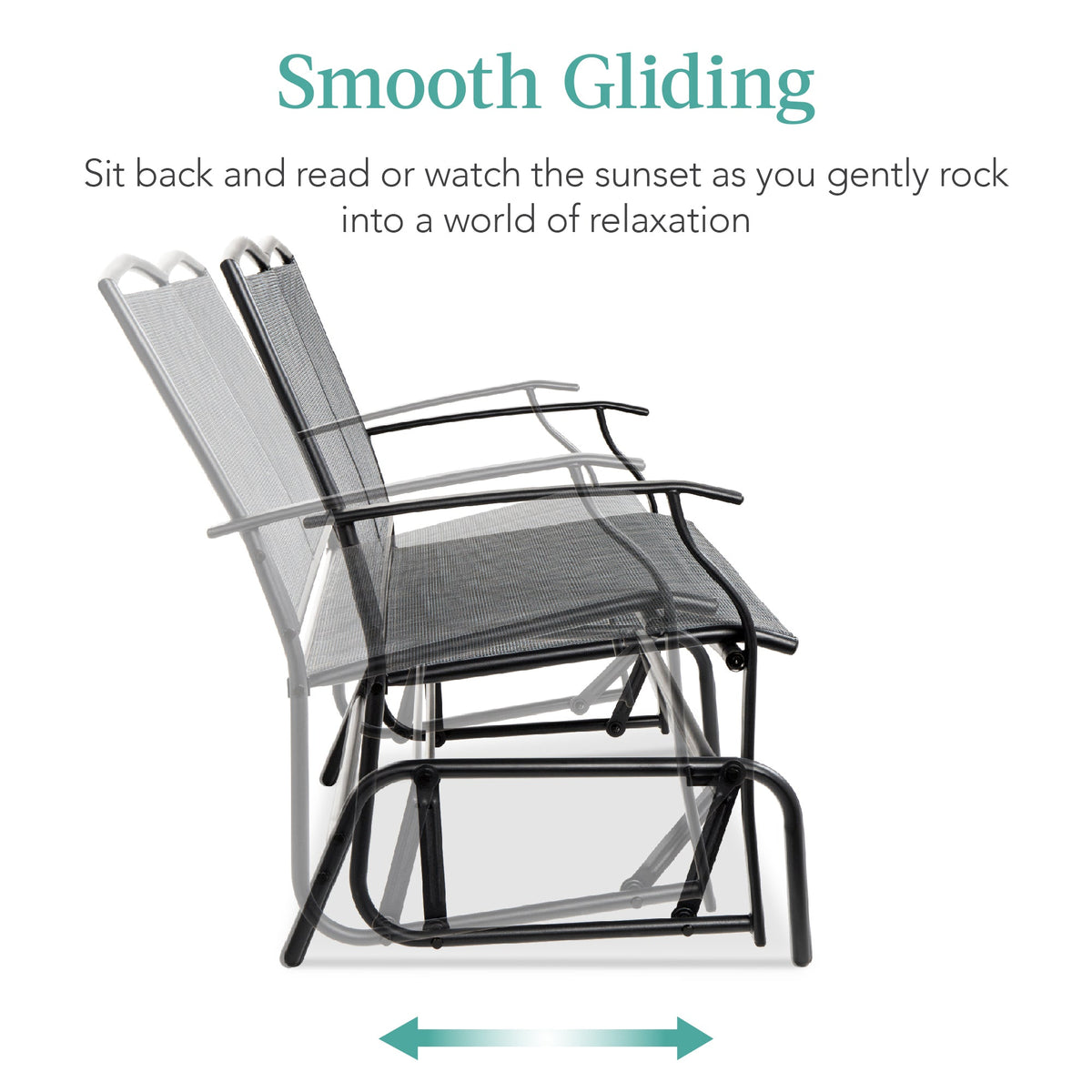 2-Person Patio Loveseat Swing Glider, Bench Rocker w/ Armrests