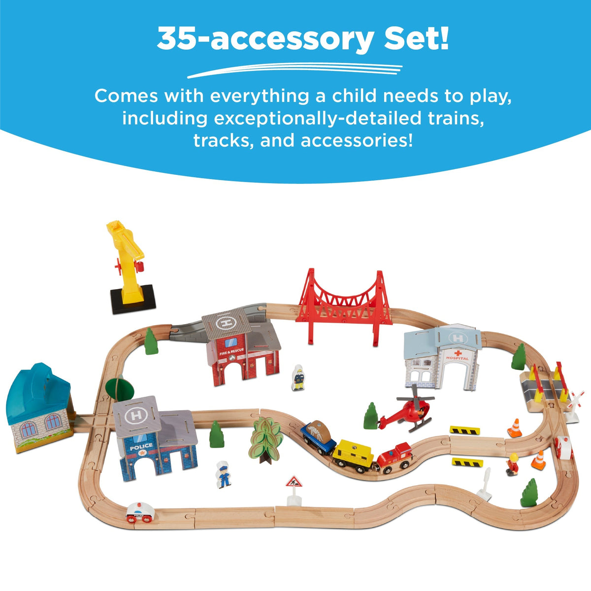 70-Piece Train Table, Large Multipurpose Playset w/ Reversible Table Top