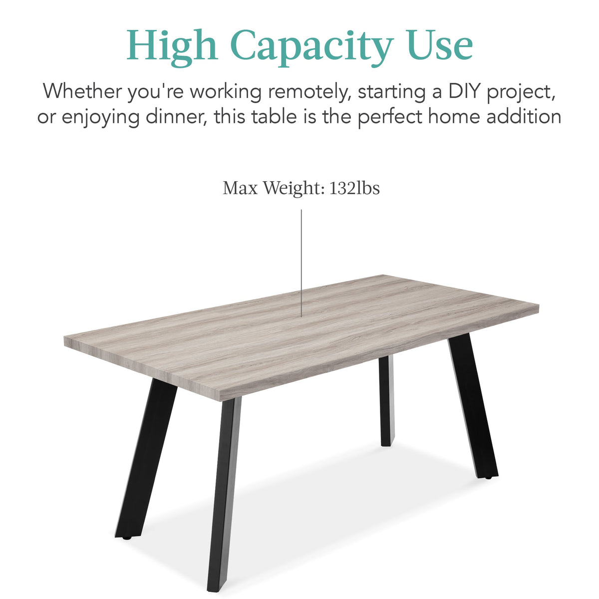 Modern Extendable Dining Table w/ Leaf Extension, 2 Locks - 47 to 63in