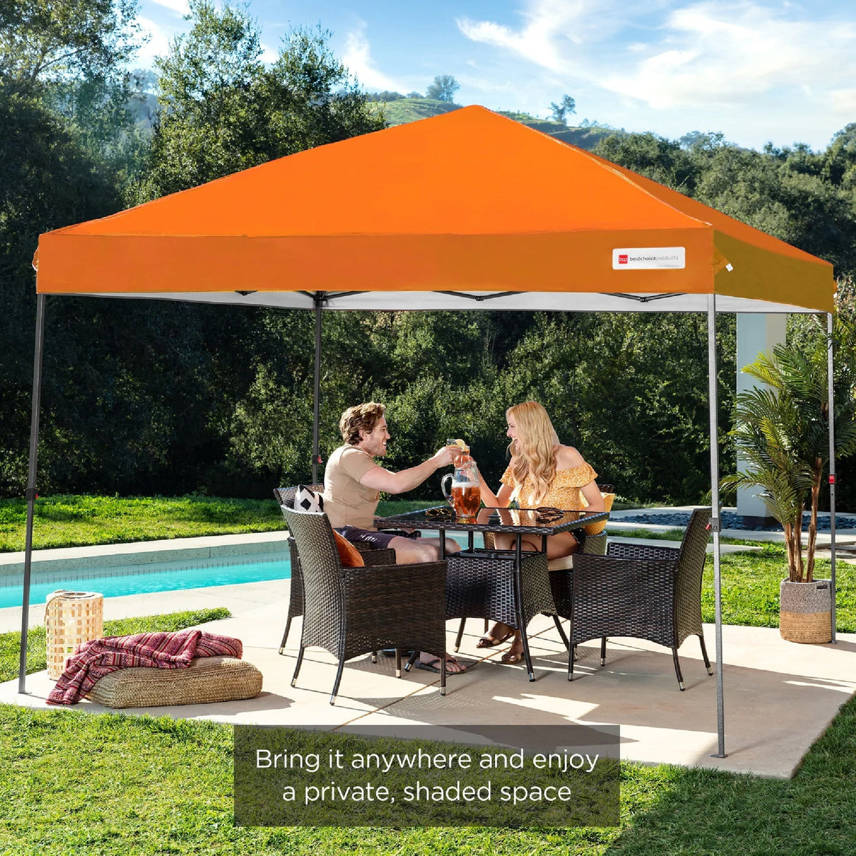 One-Person Setup Instant Pop Up Canopy w/ Case, 4 Weight Bags - 10x10ft