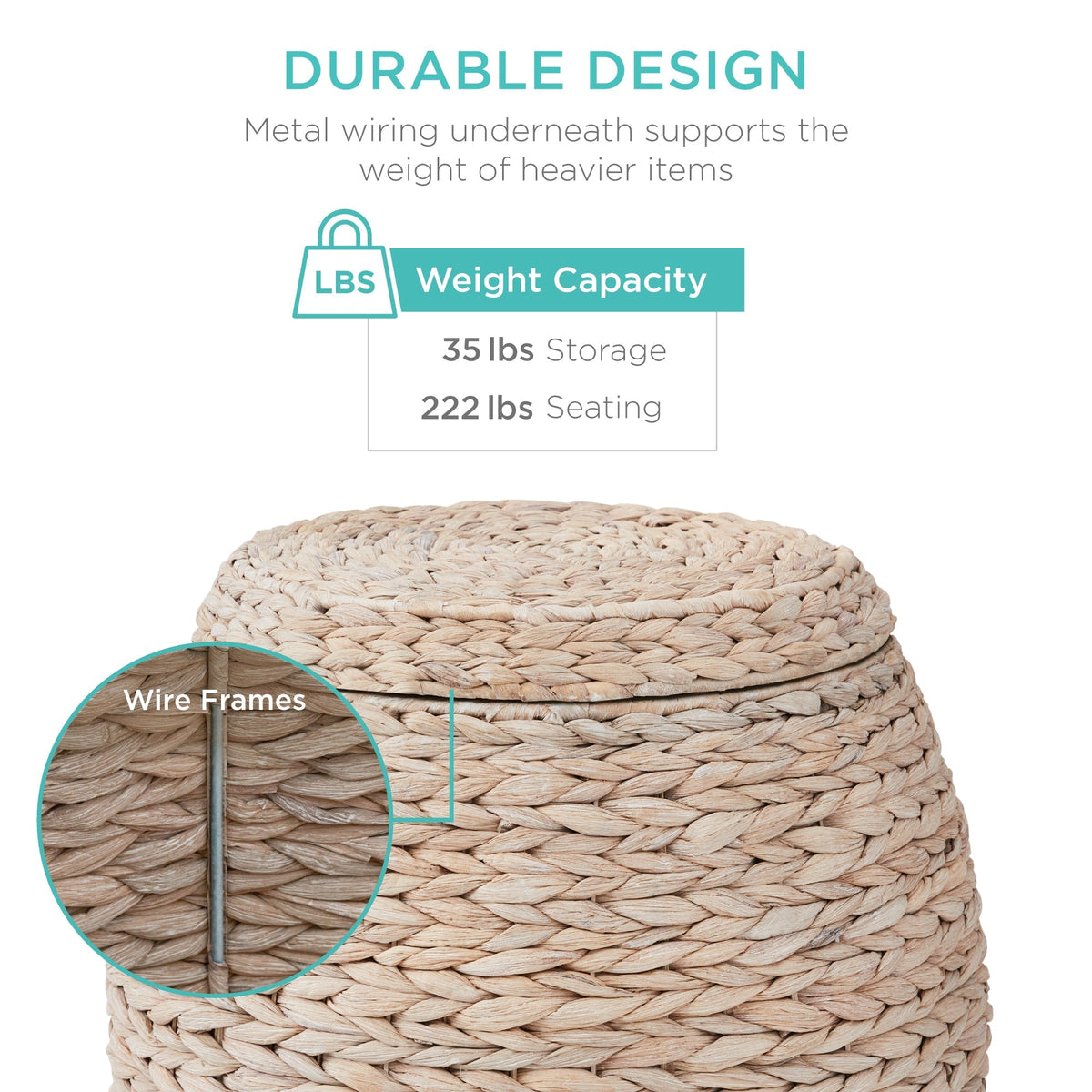 Multipurpose Hyacinth Storage Tote Basket
