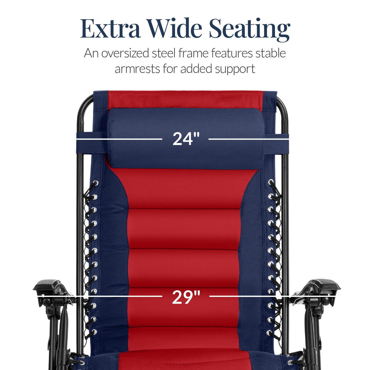 Oversized Padded Zero Gravity Chair, Folding Recliner w/ Headrest, Side Tray
