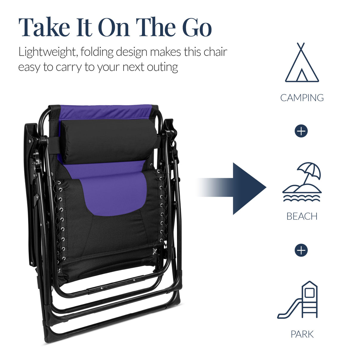 Oversized Padded Zero Gravity Chair, Folding Recliner w/ Headrest, Side Tray