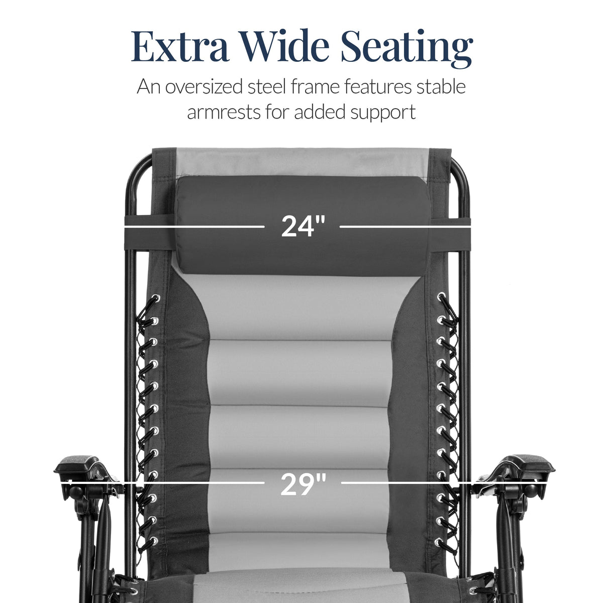 Oversized Padded Zero Gravity Chair, Folding Recliner w/ Headrest, Side Tray