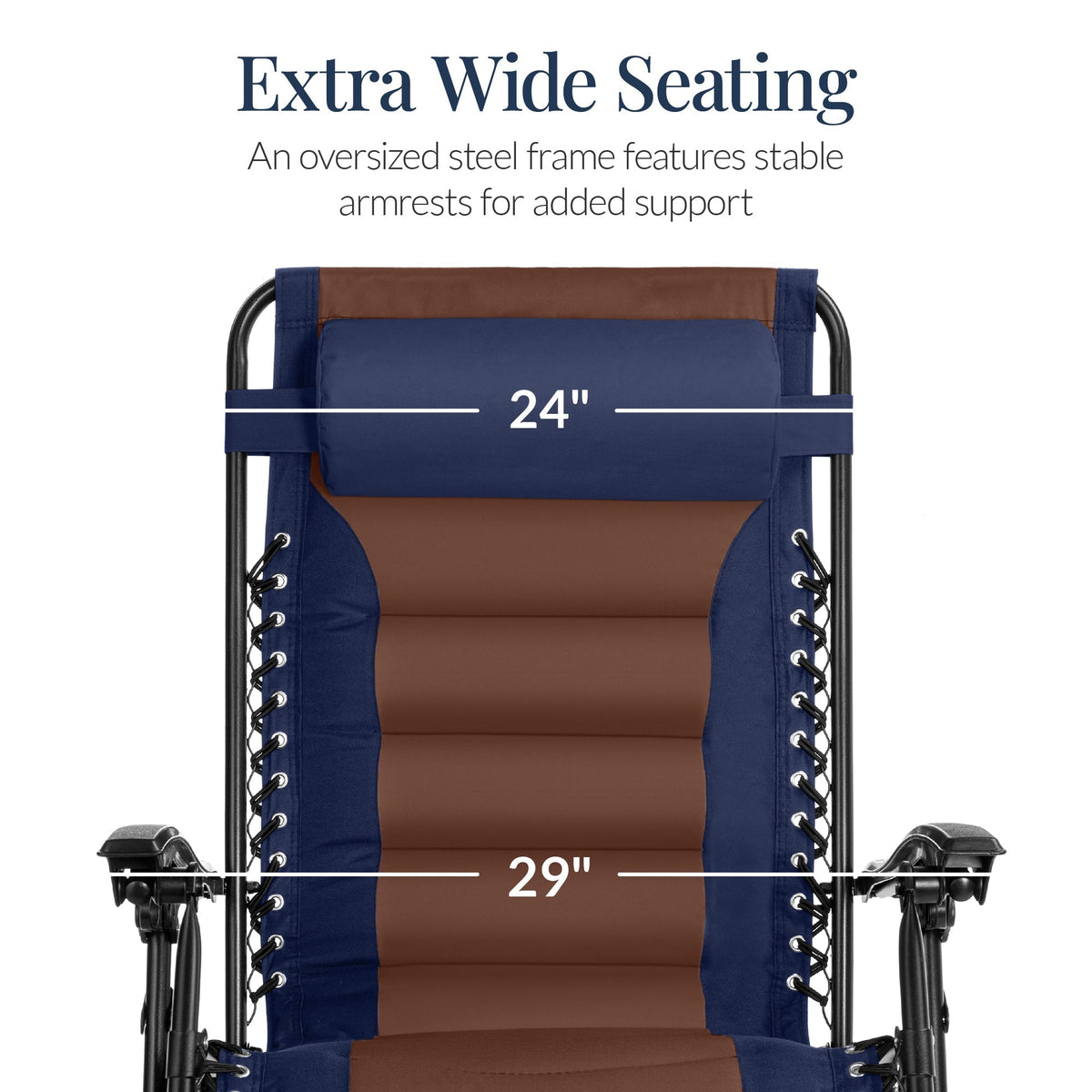 Oversized Padded Zero Gravity Chair, Folding Recliner w/ Headrest, Side Tray