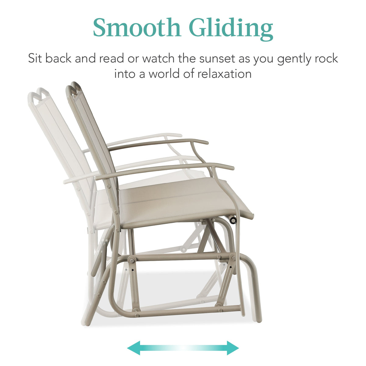 2-Person Patio Loveseat Swing Glider, Bench Rocker w/ Armrests