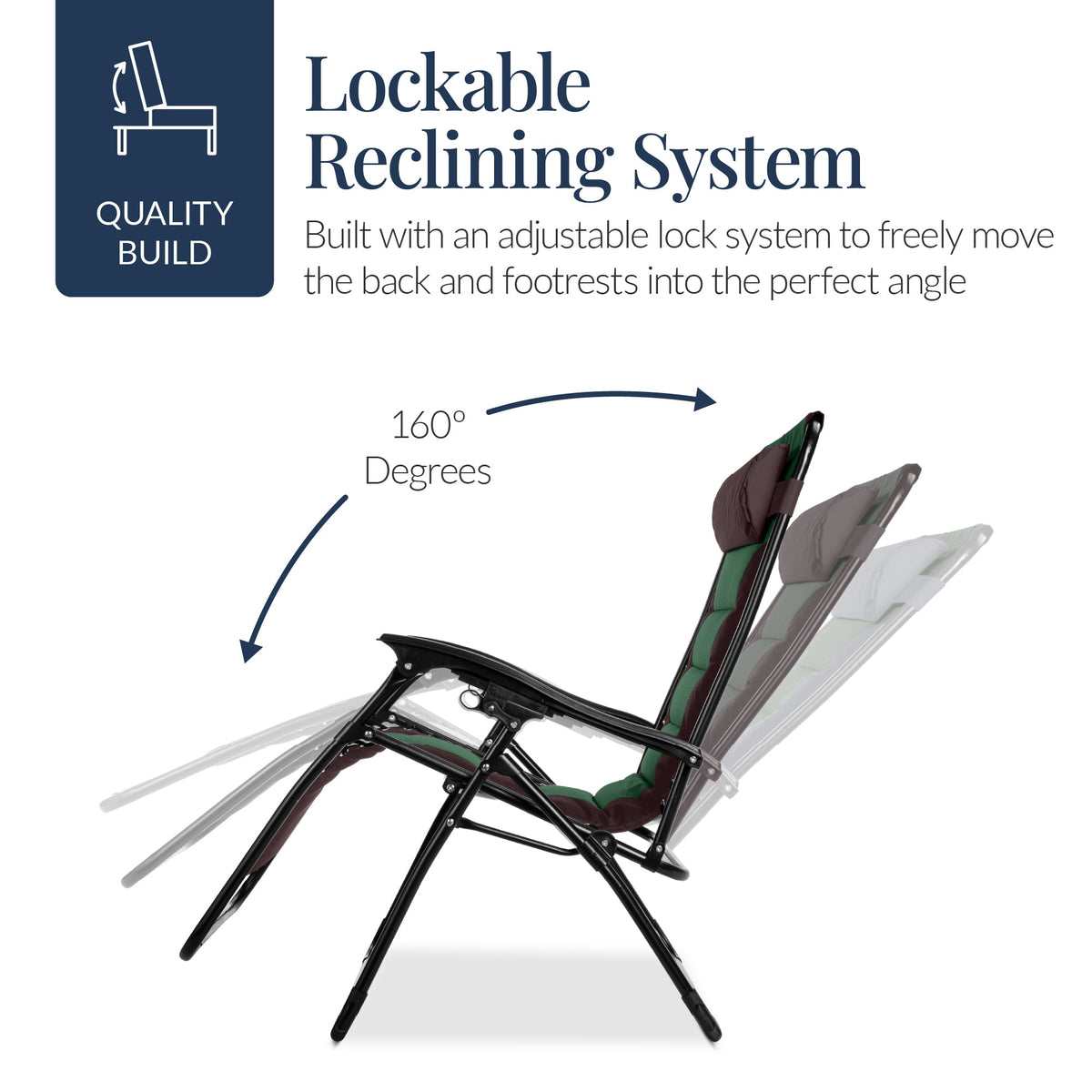 Oversized Padded Zero Gravity Chair, Folding Recliner w/ Headrest, Side Tray