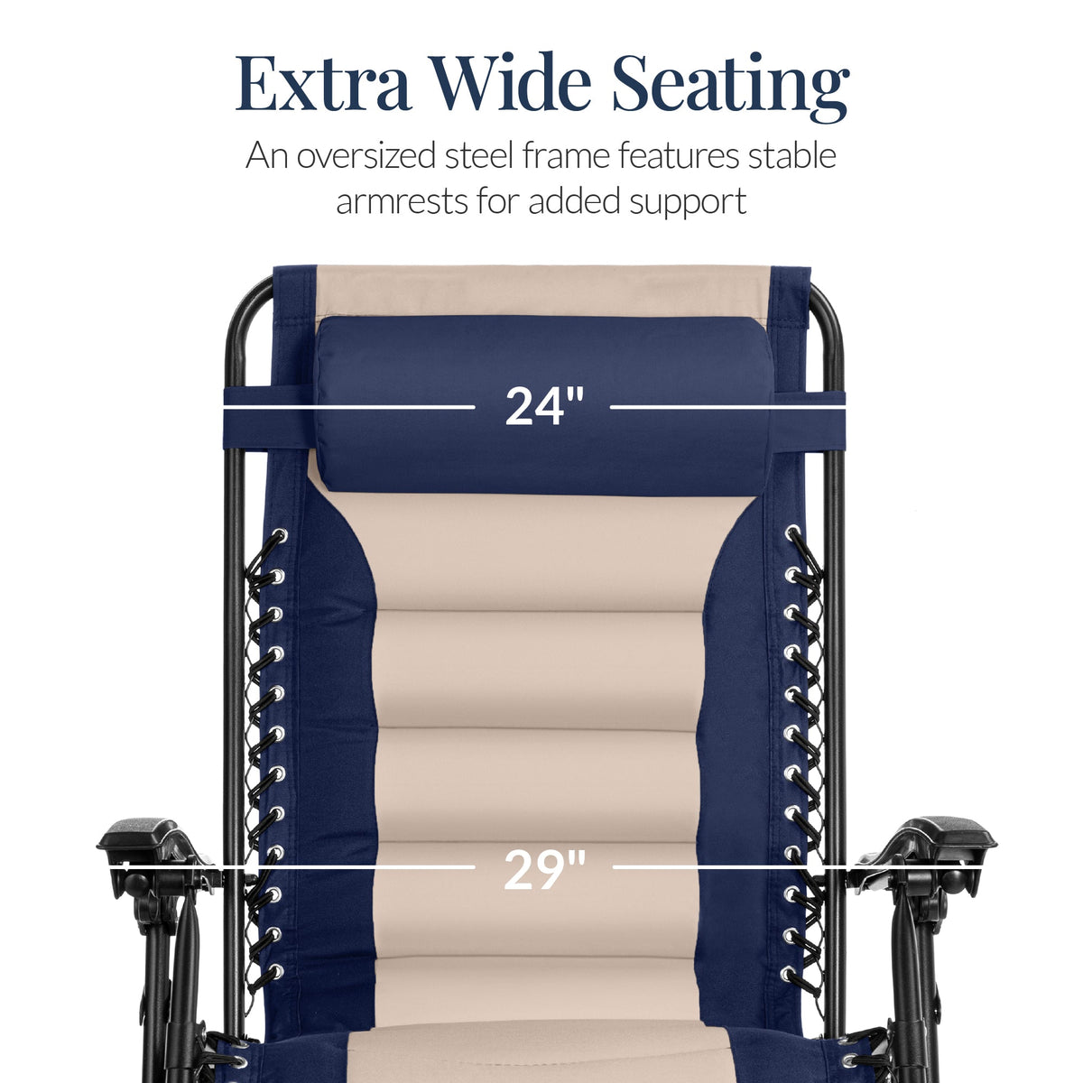 Oversized Padded Zero Gravity Chair, Folding Recliner w/ Headrest, Side Tray