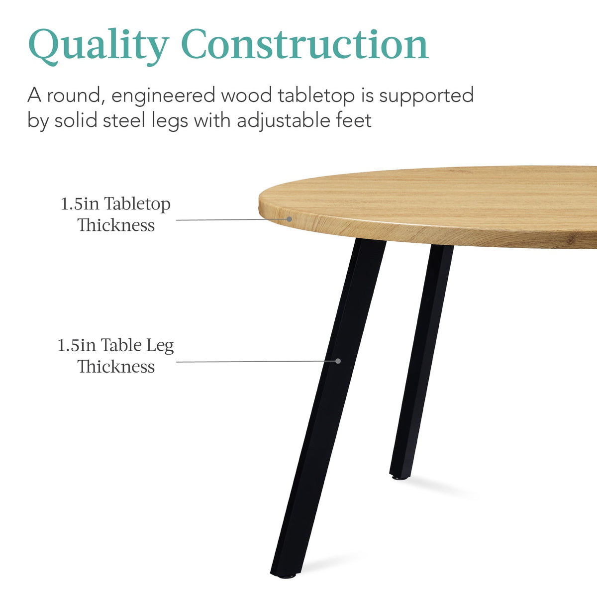 Round Dining Table w/Steel Legs