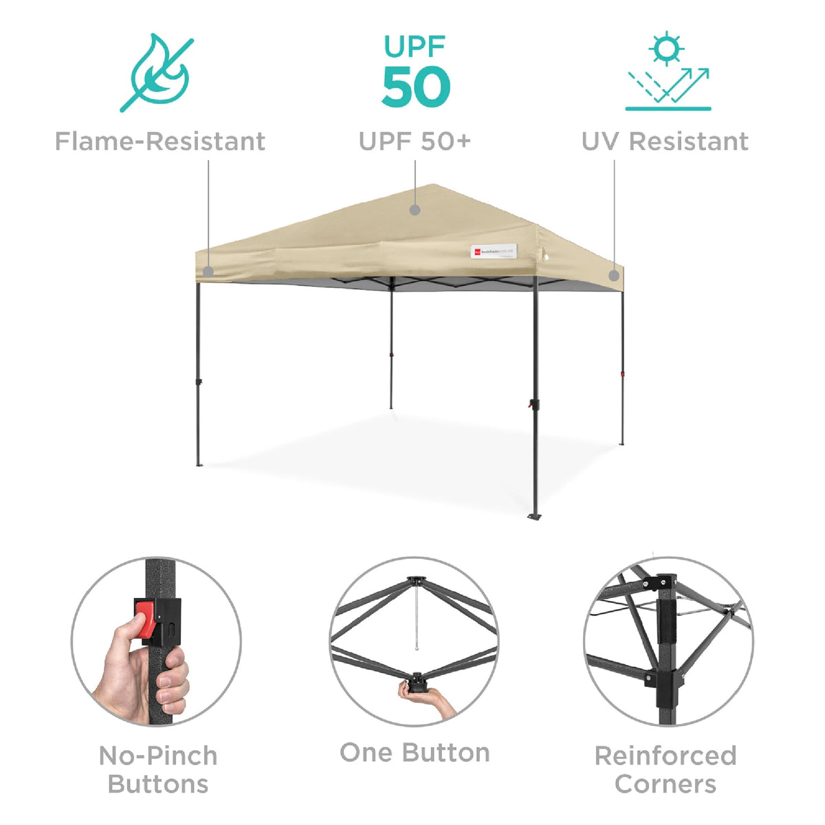 One-Person Setup Instant Pop Up Canopy w/ Case, 4 Weight Bags - 10x10ft