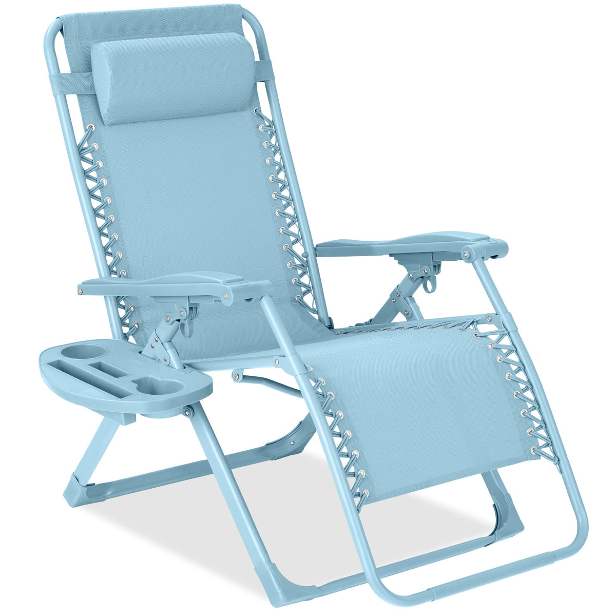 Monochromatic Zero Gravity Patio Chair Recliner w/ Side Tray, Headrest