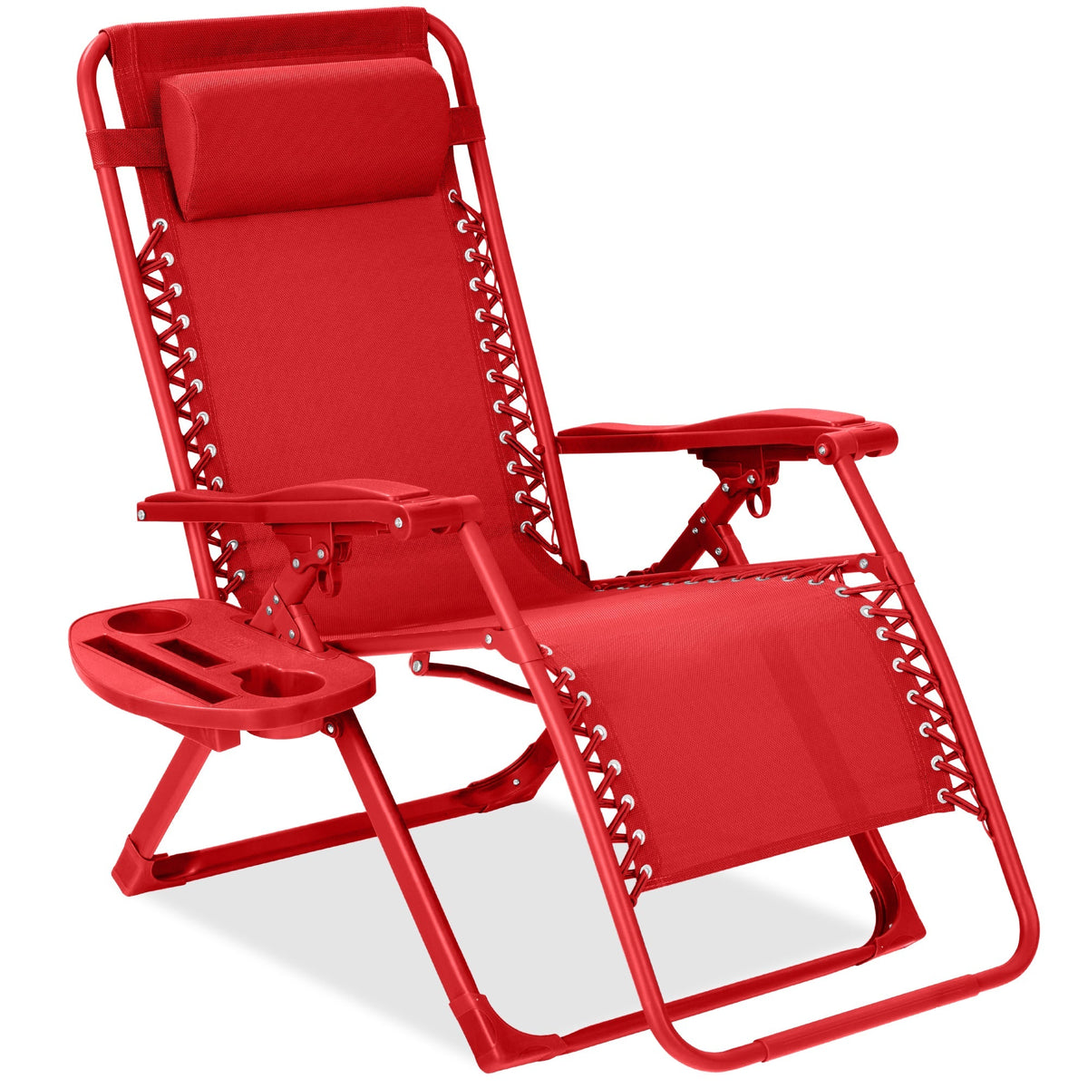 Monochromatic Zero Gravity Patio Chair Recliner w/ Side Tray, Headrest