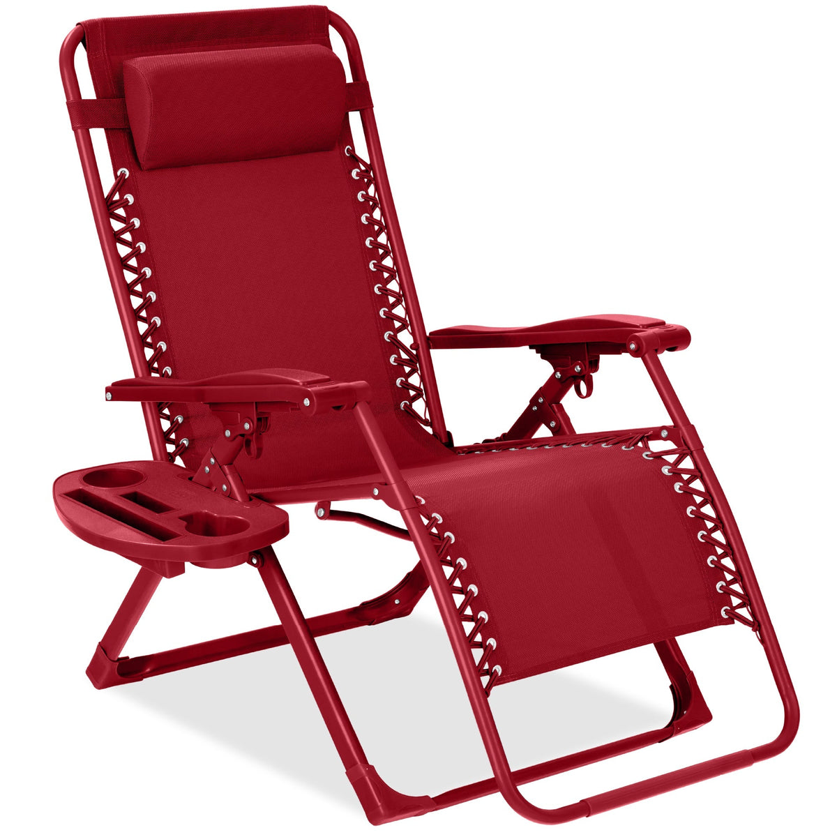 Monochromatic Zero Gravity Patio Chair Recliner w/ Side Tray, Headrest