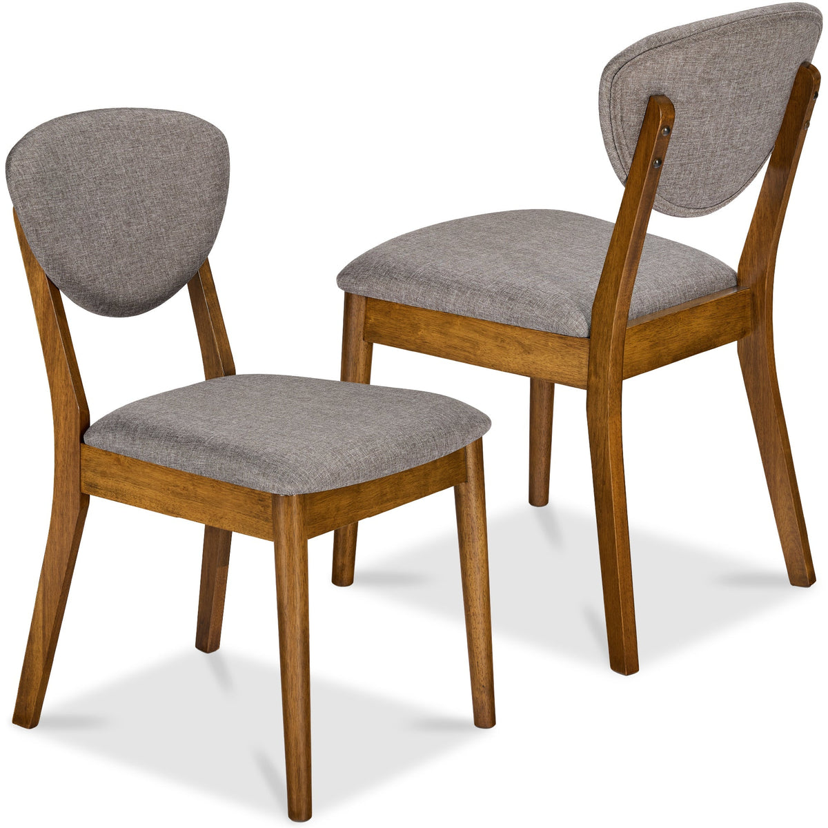 2-Piece Mid-Century Modern Wood &Upholstered Dining Chair Set