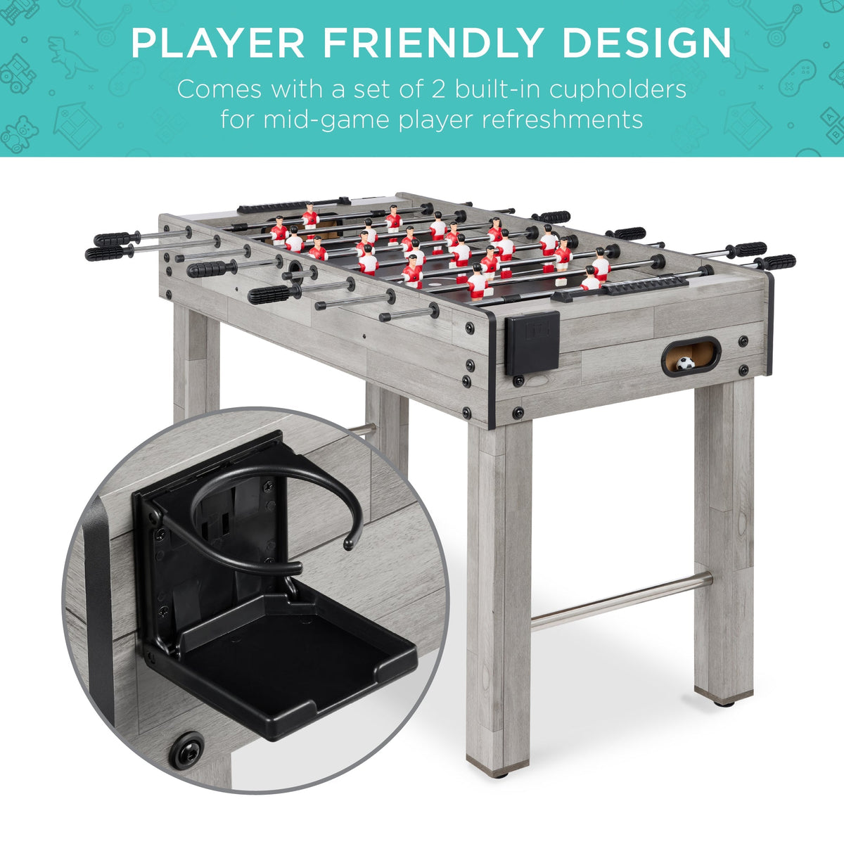 Foosball Game Table, Arcade Table Soccer w/ 2 Cup Holders, 2 Balls - 48in