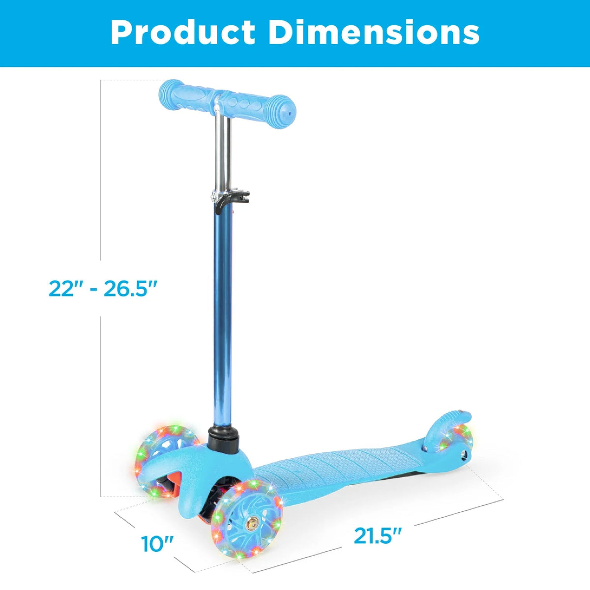 Kids Mini Kick Scooter Toy w/ Colorful Light-Up Wheels, Adjustable T-Bar
