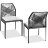 Set of 2 Indoor/Outdoor Aluminum Side Dining Chairs w/ All-Weather Rope