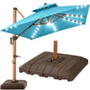 Woodgrain Pattern 2-Tier Outdoor Solar LED Cantilever Umbrella - 10x10ft
