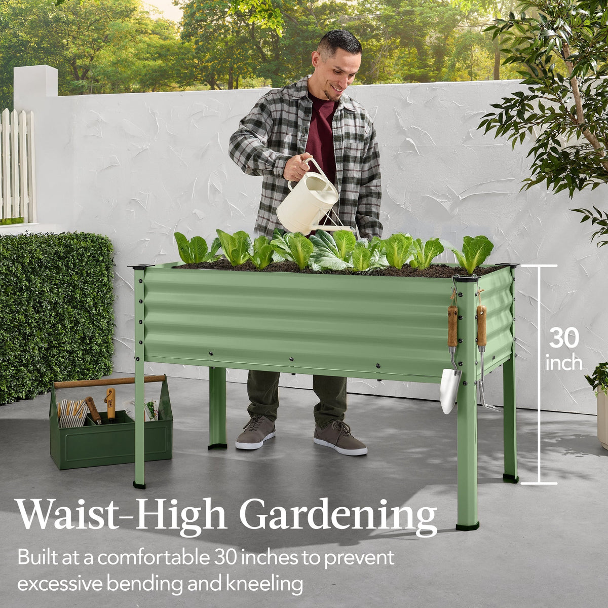 Elevated Galvanized Metal Garden Bed w/ Corner Protectors - 48x24x30in