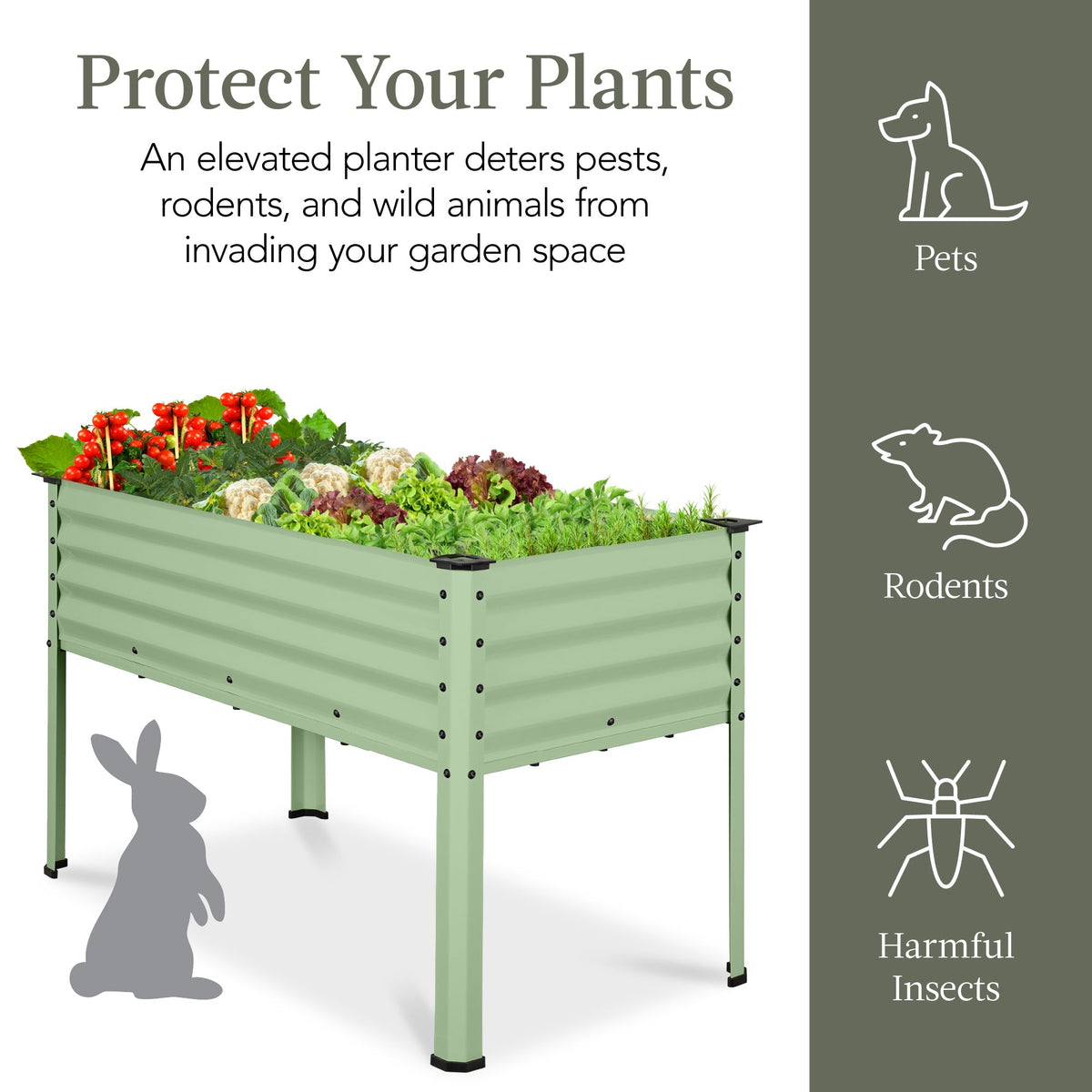 Elevated Galvanized Metal Garden Bed w/ Corner Protectors - 48x24x30in