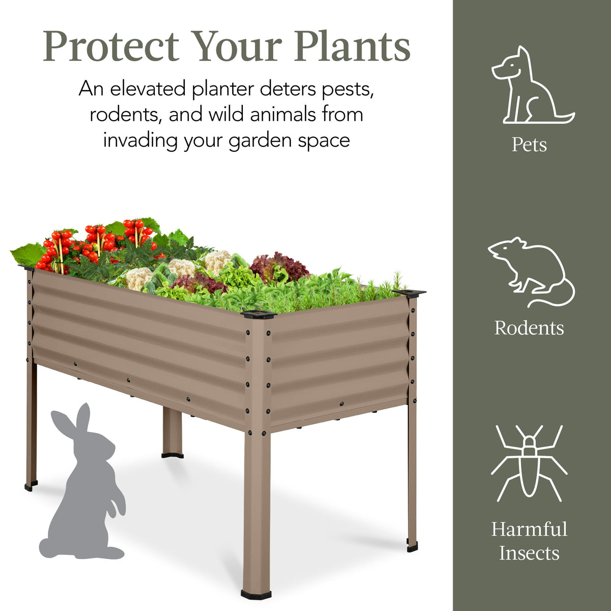Elevated Galvanized Metal Garden Bed w/ Corner Protectors - 48x24x30in