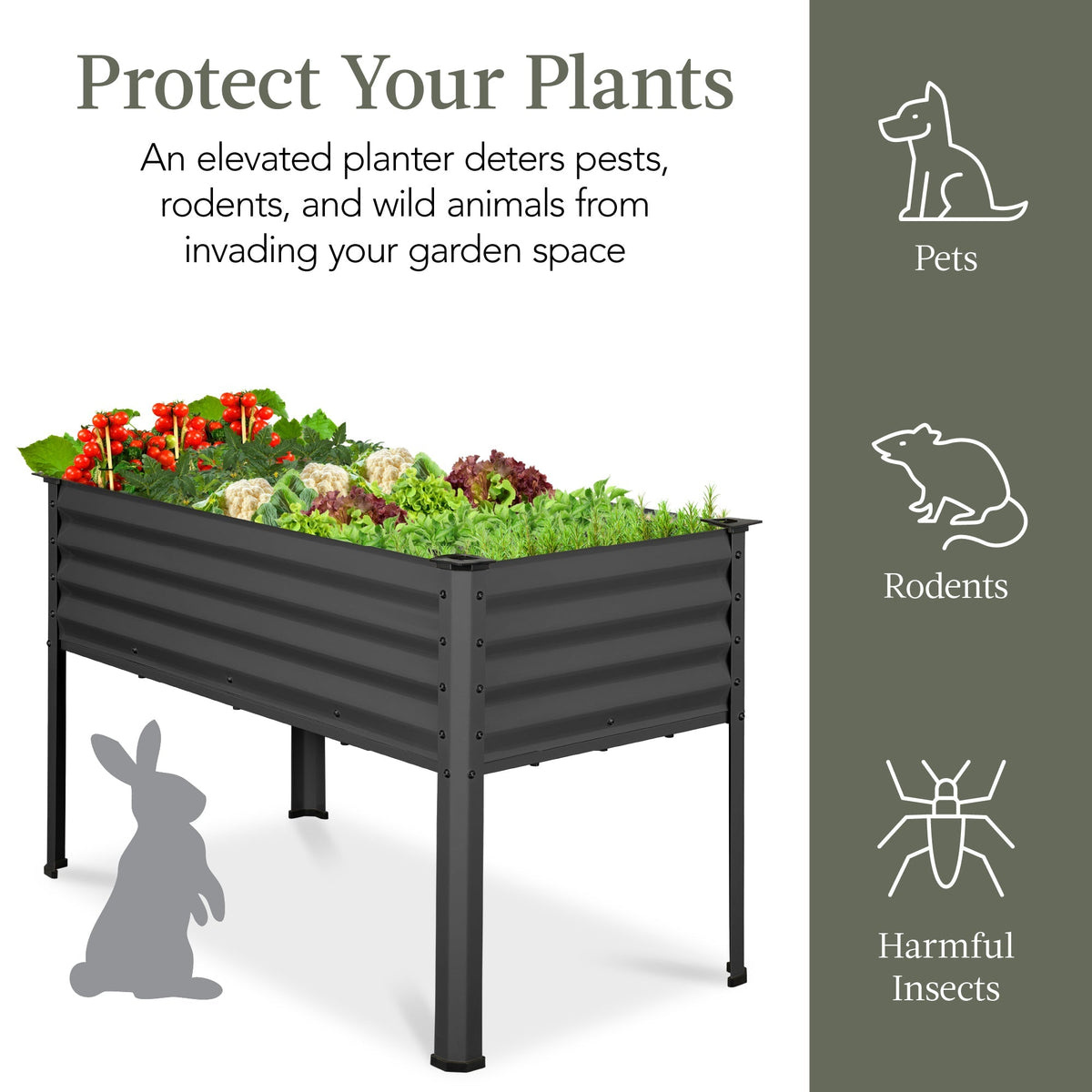 Elevated Galvanized Metal Garden Bed w/ Corner Protectors - 48x24x30in