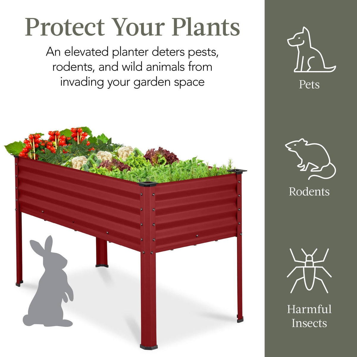 Elevated Galvanized Metal Garden Bed w/ Corner Protectors - 48x24x30in