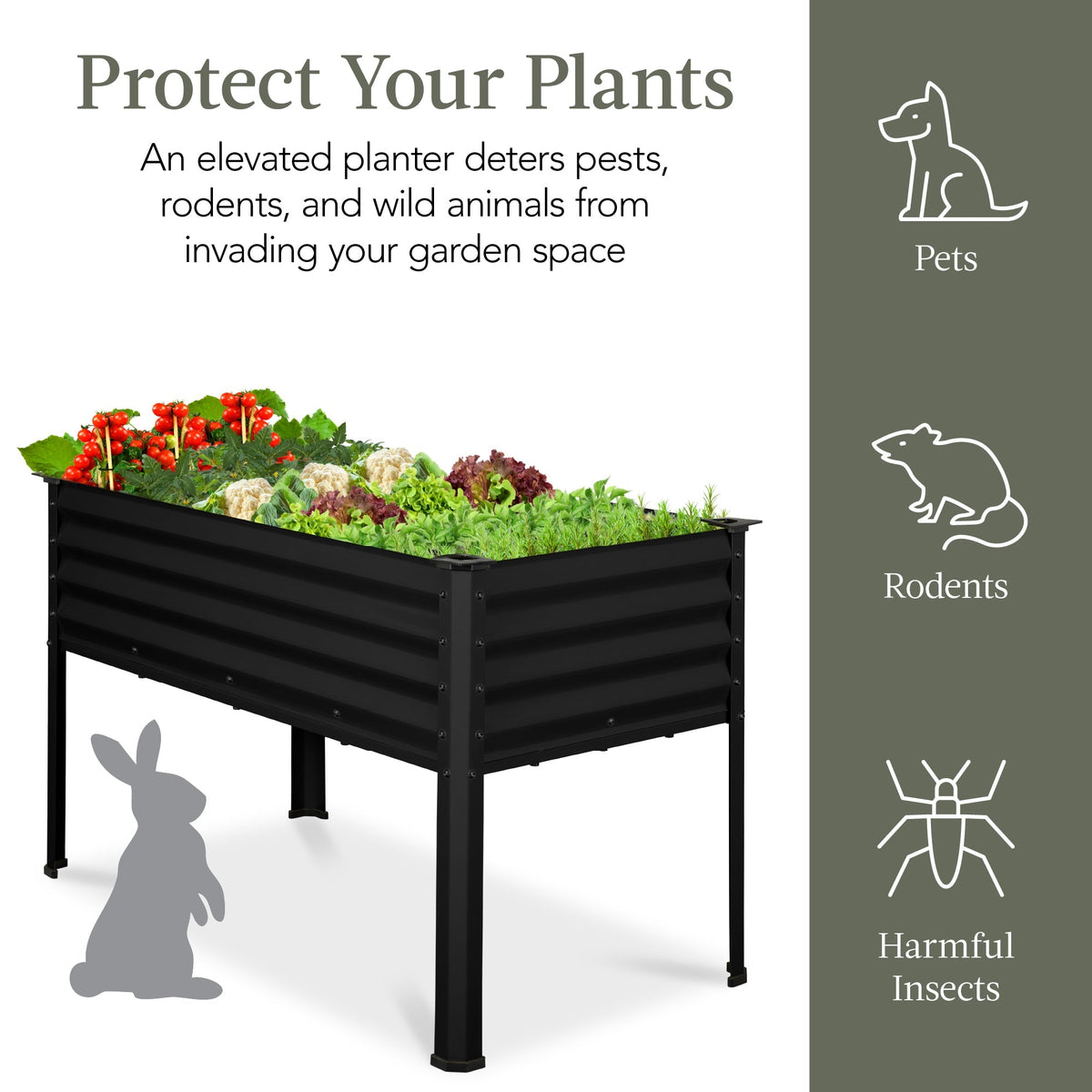 Elevated Galvanized Metal Garden Bed w/ Corner Protectors - 48x24x30in