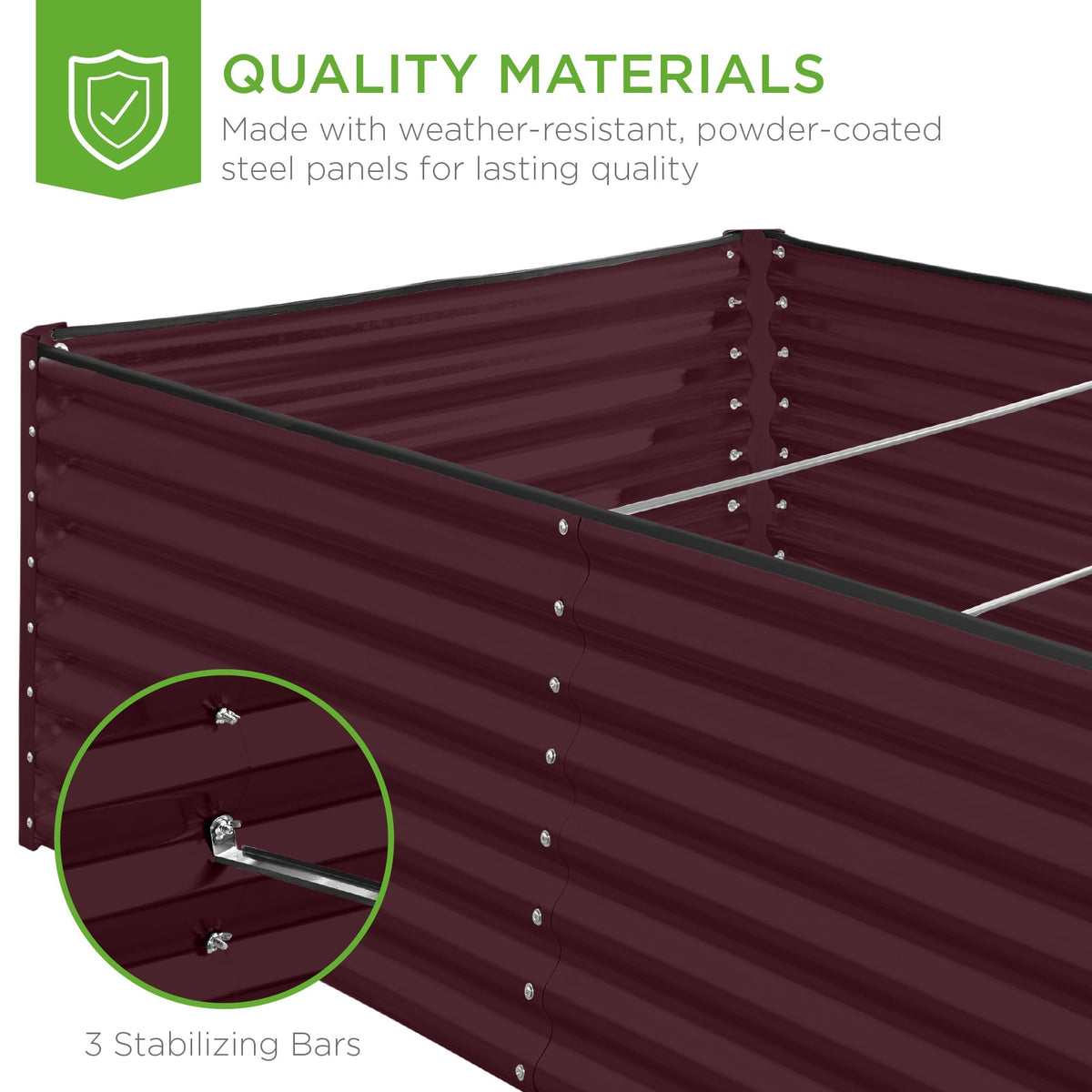 Outdoor Metal Raised Garden Bed for Vegetables, Flowers, Herbs - 8x4x2ft