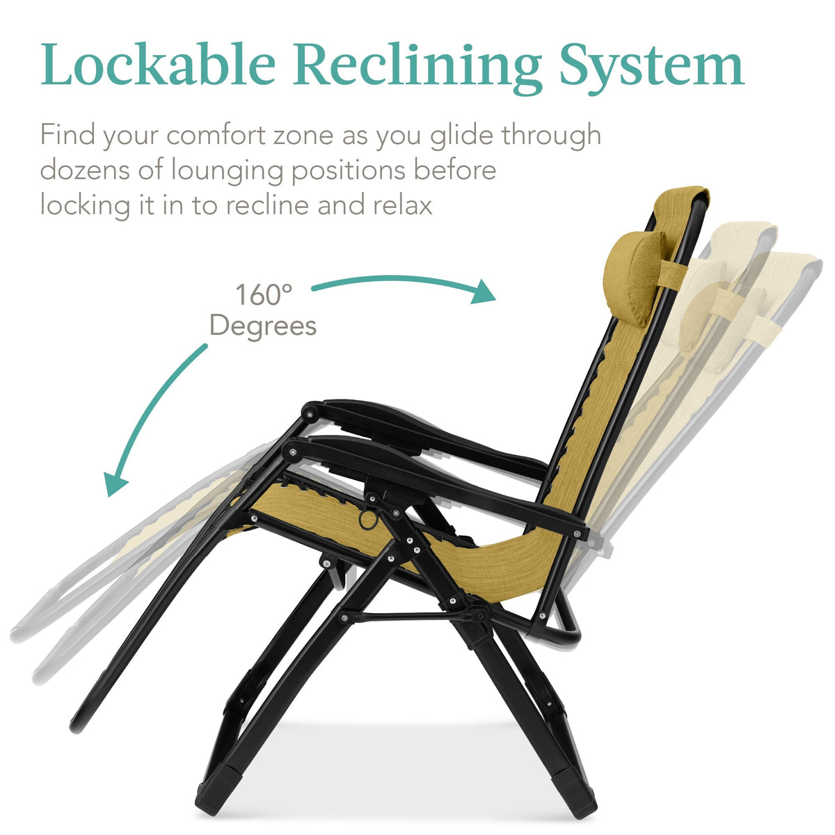 Oversized Zero Gravity Chair, Folding Outdoor Recliner w/ Removable Cushion