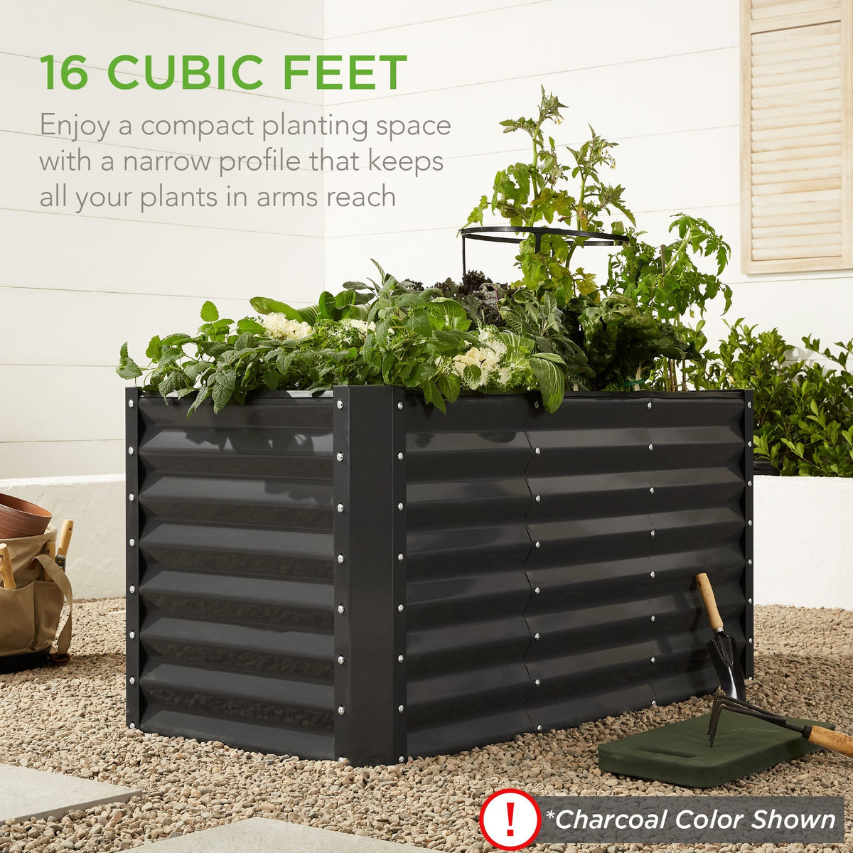 Outdoor Raised Metal Garden Bed for Vegetables, Flowers, Herbs - 4x2x2ft